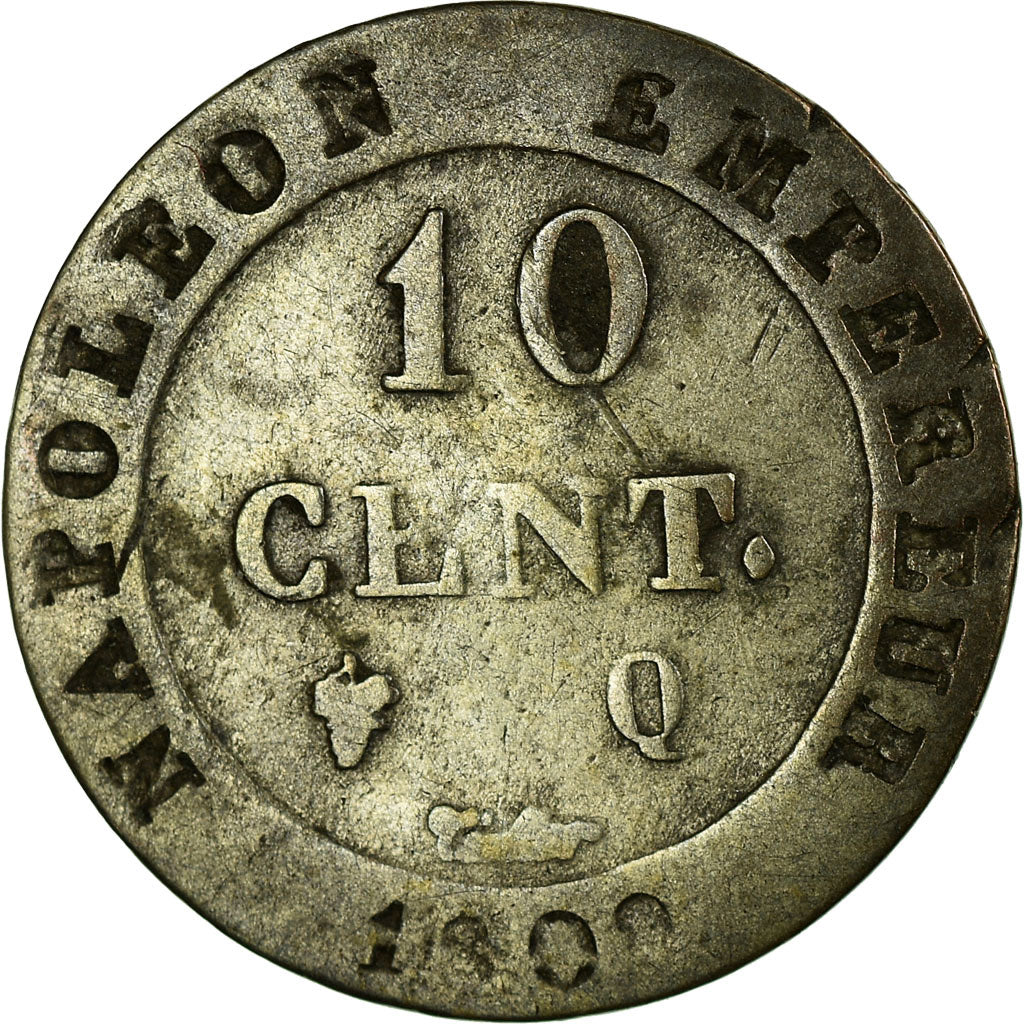 France, Napoleon I, 10 Centimes, 1809, Perpignan, Billon, VF(30-35)