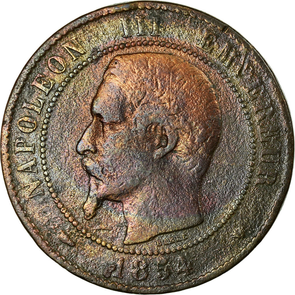 Moneda, Francia, Napoleon III, 10 Centimes, 1854, Marseille, BC