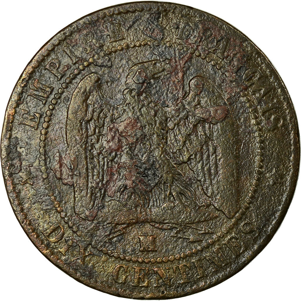 Moneda, Francia, Napoleon III, 10 Centimes, 1854, Marseille, BC