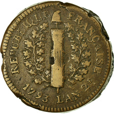 France, 5 Sols, Siège de Mayence, 1793 / An 2, Mayence, Copper, VF(20-25)