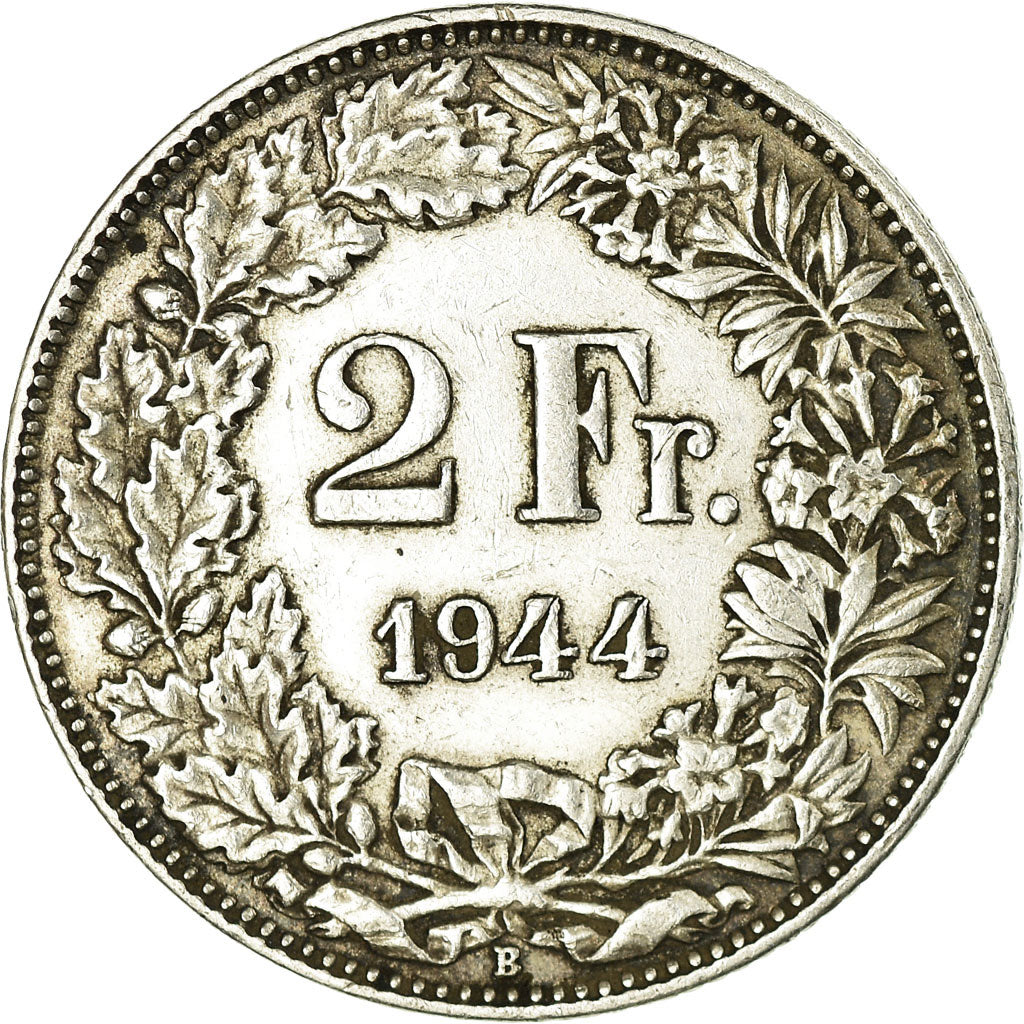 Coin, Switzerland, 2 Francs, 1944, Bern, EF(40-45), Silver, KM:21