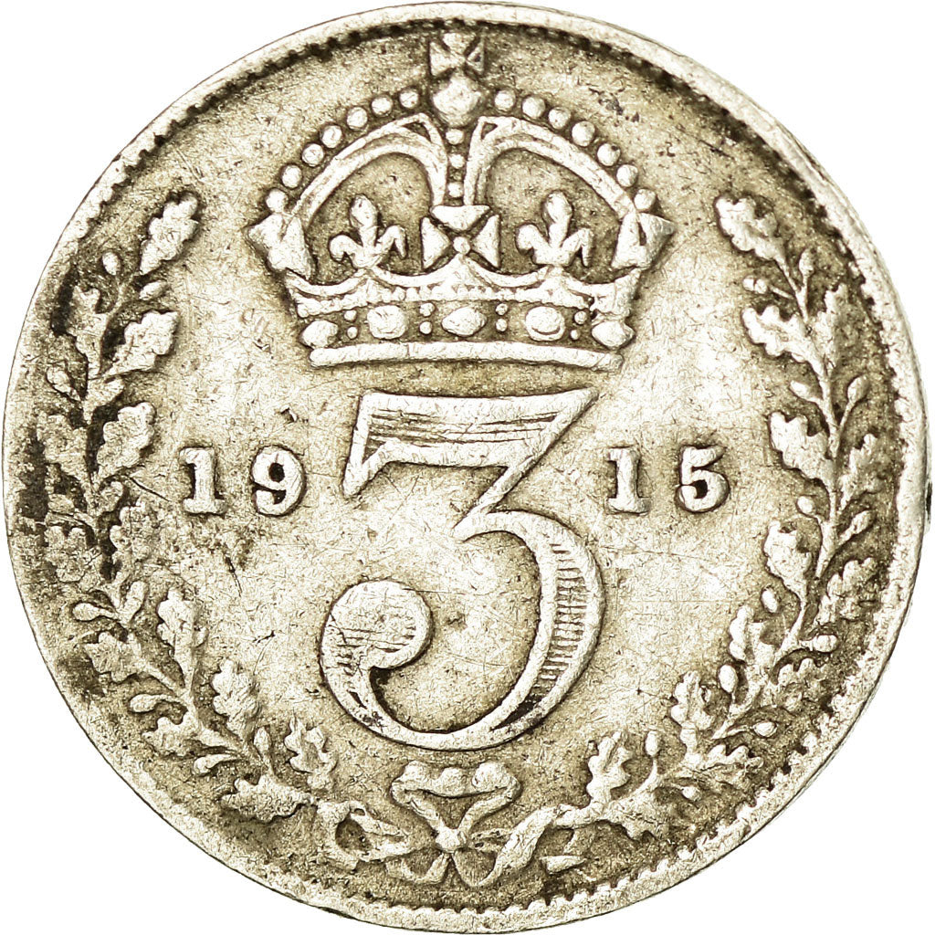 Moneta, Gran Bretagna, George V, 3 Pence, 1915, BB, Argento, KM:813