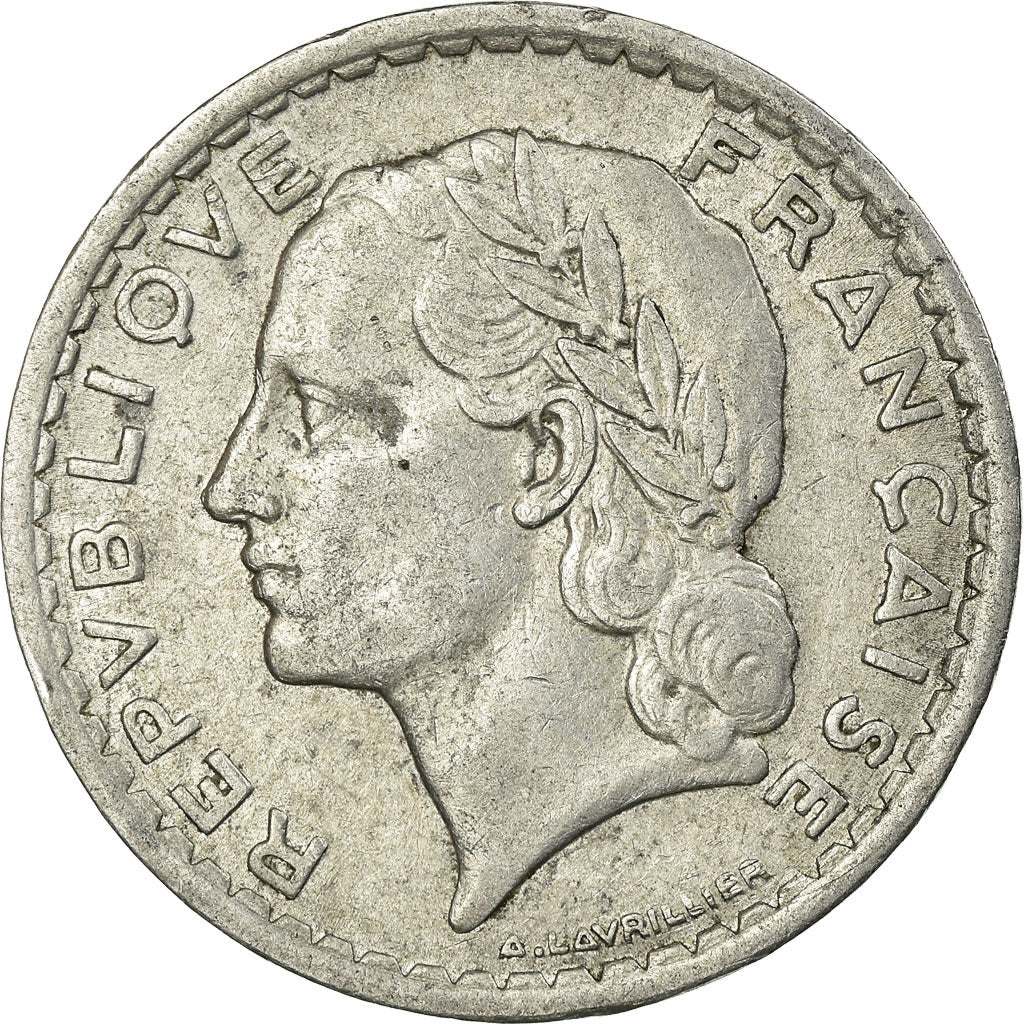 Coin, France, Lavrillier, 5 Francs, 1945, Beaumont - Le Roger, EF(40-45)