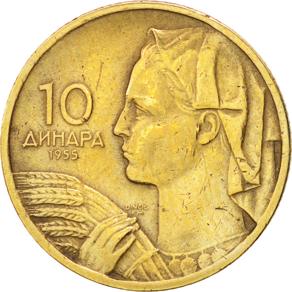 Coin, Yugoslavia, 10 Dinara, 1955, EF(40-45), Aluminum-Bronze, KM:33