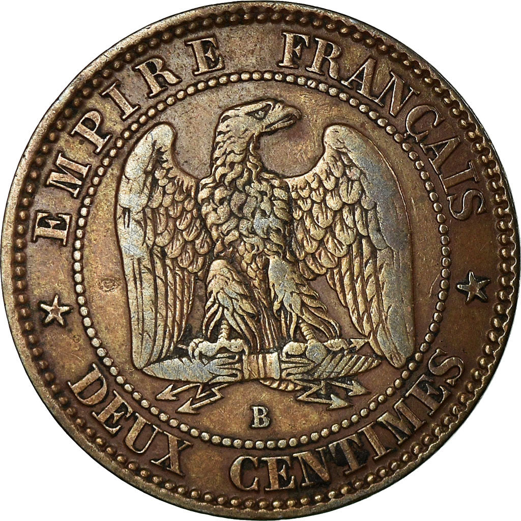 Moneta, Francia, Napoleon III, 2 Centimes, 1856, Rouen, MB+