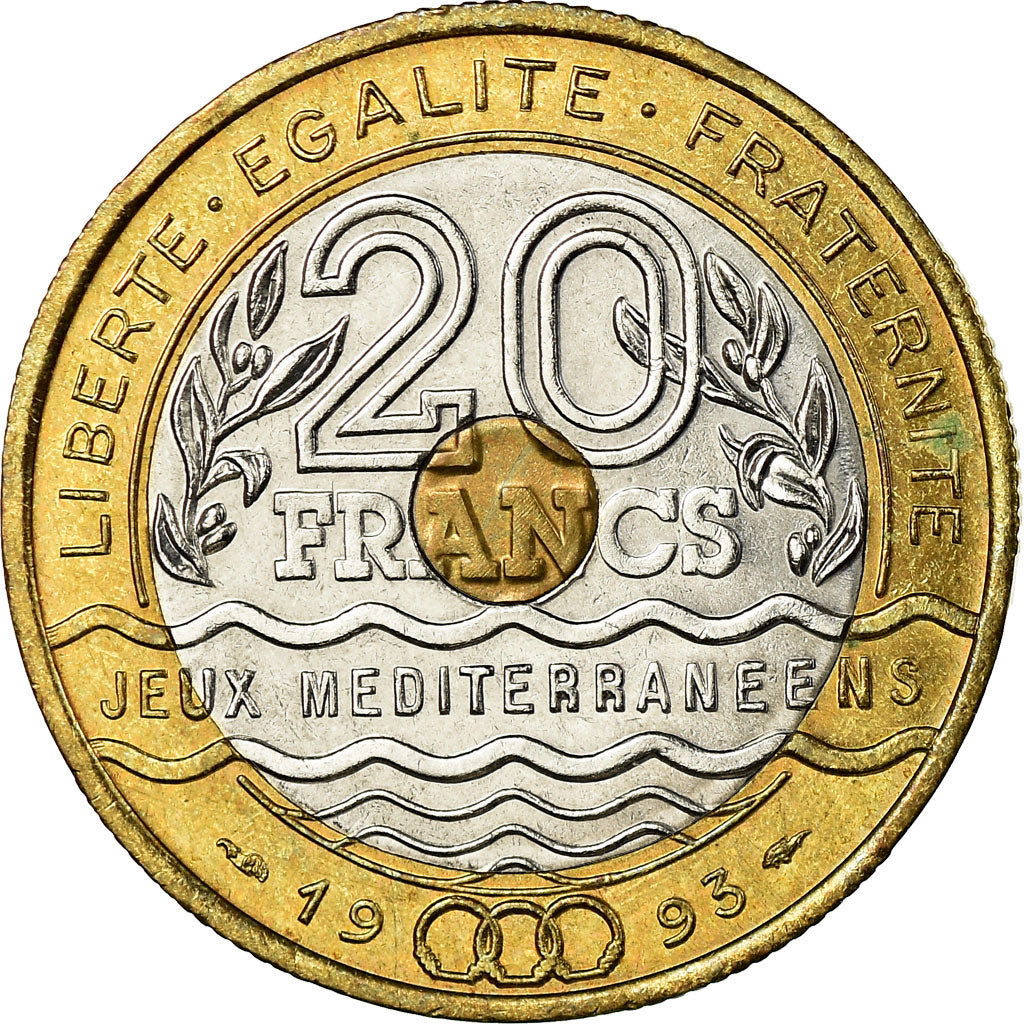Moneda, Francia, Jeux Méditerranéens, 20 Francs, 1993, EBC, Trimetálico