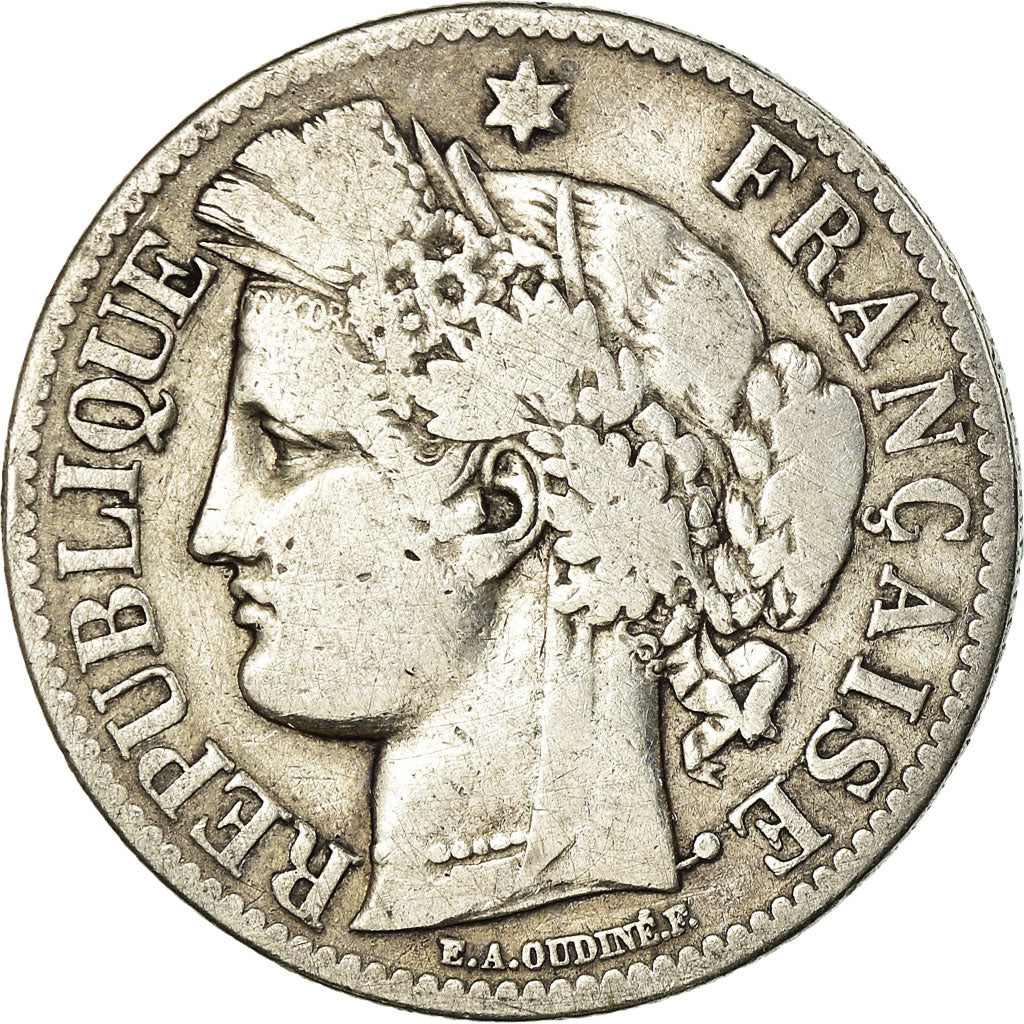Moneta, Francja, Cérès, 2 Francs, 1873, Paris, VF(20-25), Srebro, KM:817.1