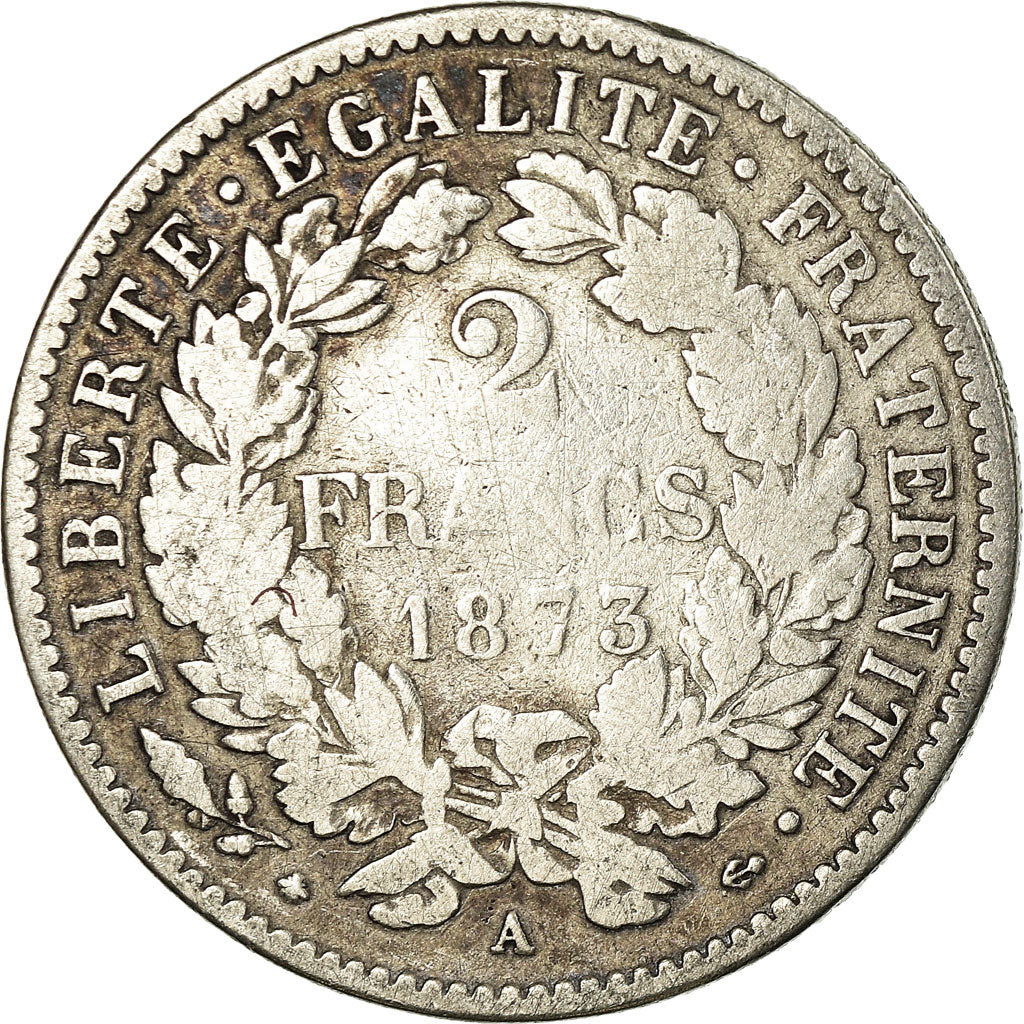 Moneta, Francja, Cérès, 2 Francs, 1873, Paris, VF(20-25), Srebro, KM:817.1