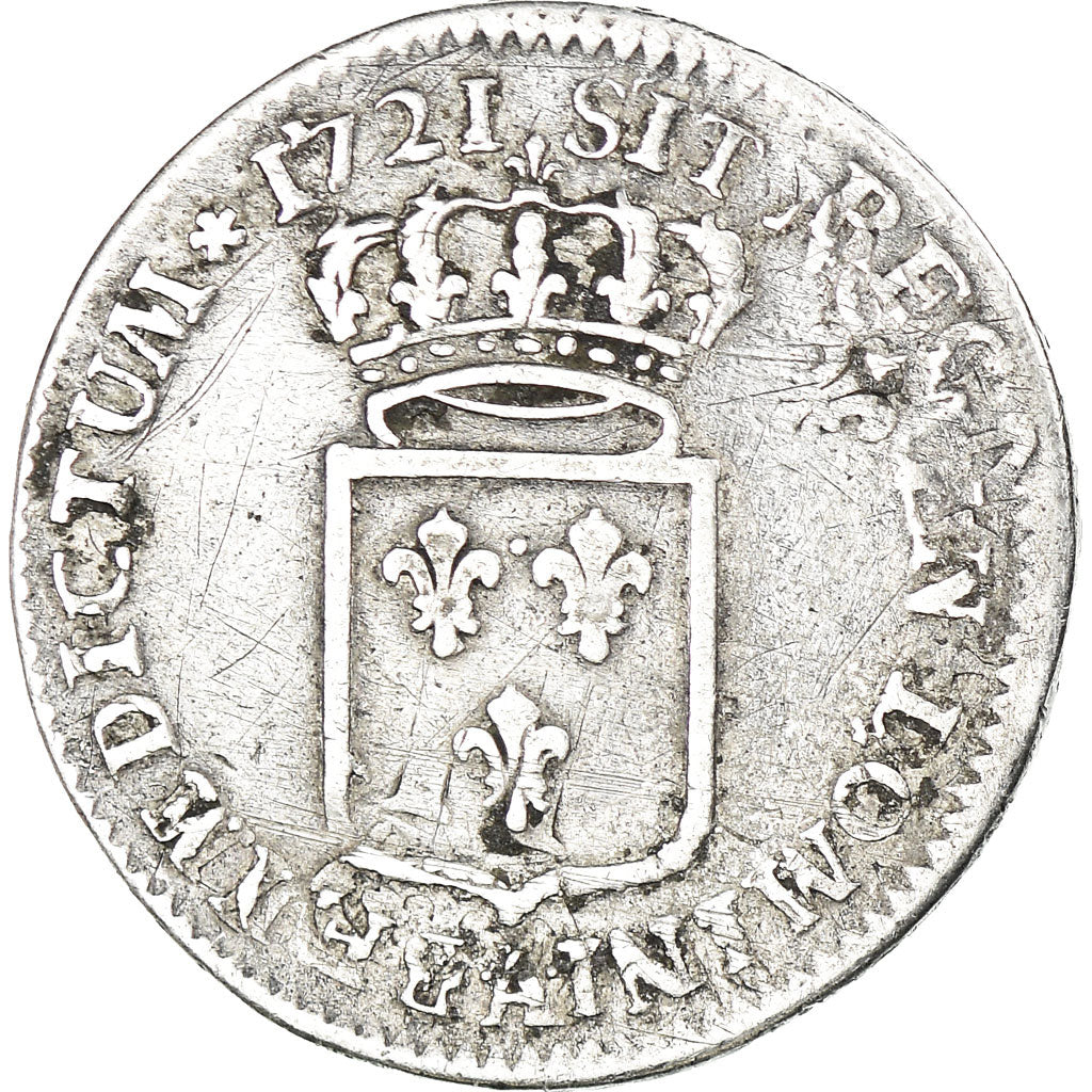 Moneda, Francia, Louis XV, 1/3 Écu de France, 1721, Paris, BC+, Plata