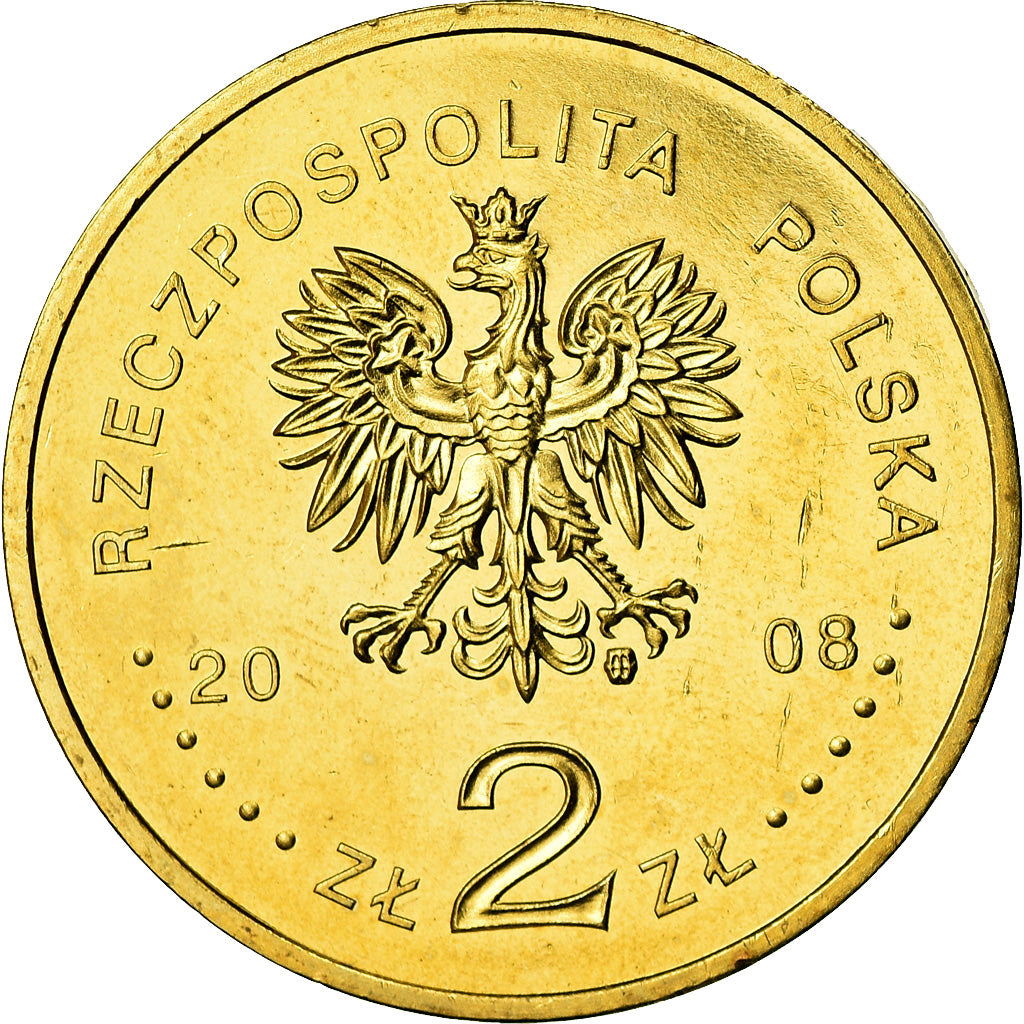 Moneda, Polonia, 2 Zlote, 2008, Warsaw, EBC+, Latón, KM:659