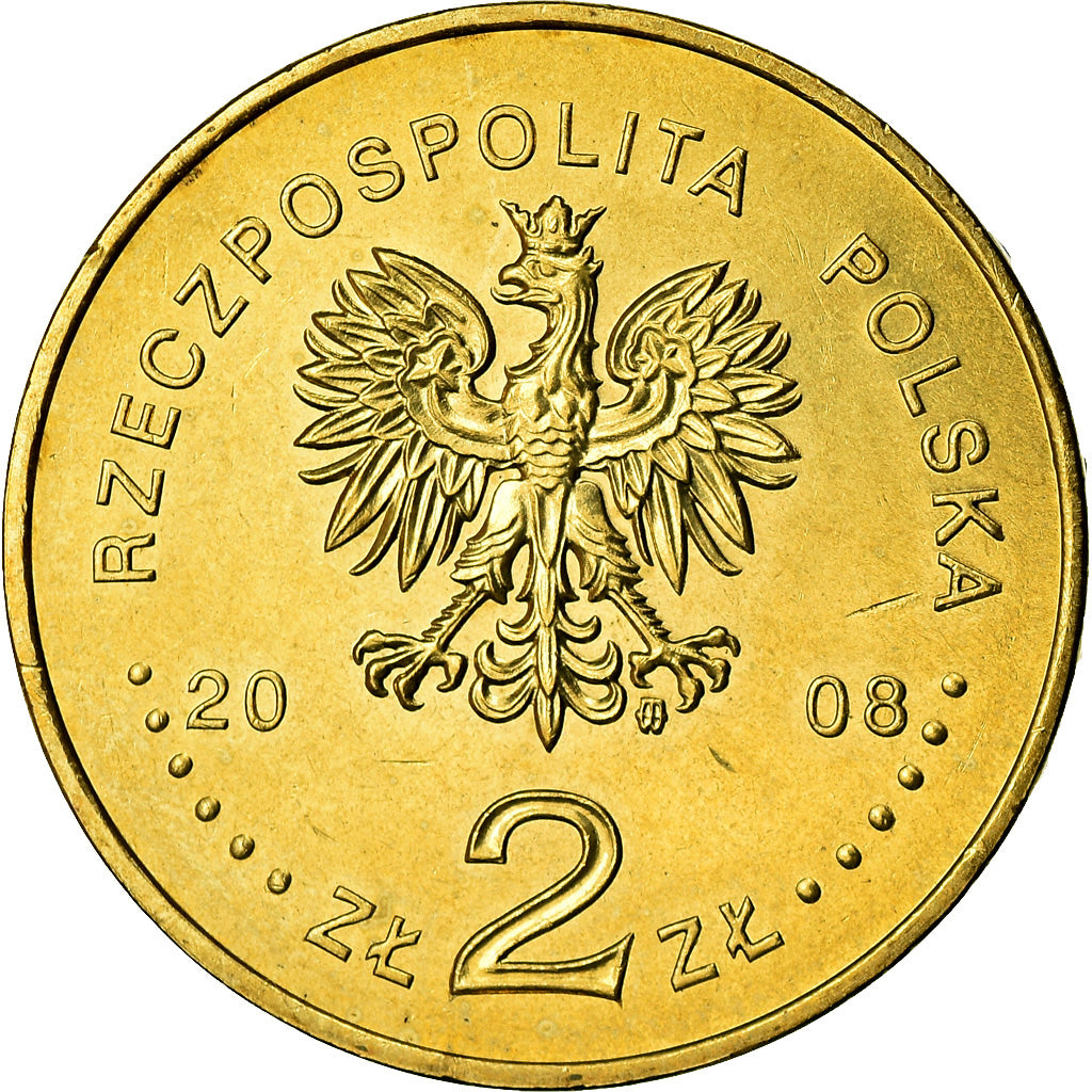 Moneda, Polonia, 2 Zlote, 2008, Warsaw, EBC+, Latón, KM:638