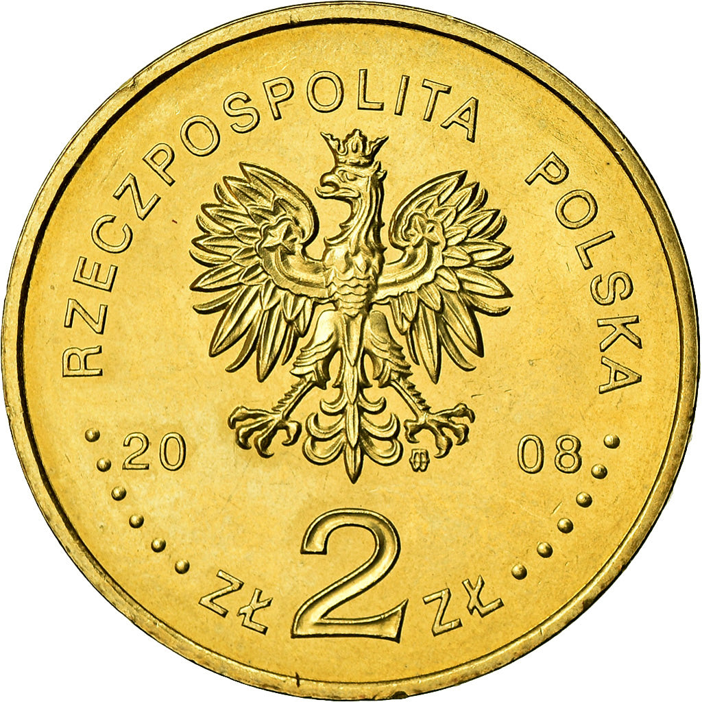 Coin, Poland, 2 Zlote, 2008, Warsaw, MS(60-62), Brass, KM:656