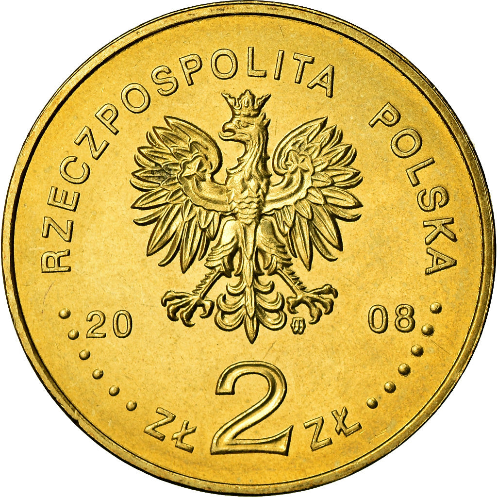 Moneda, Polonia, 2 Zlote, 2008, Warsaw, EBC+, Latón, KM:634