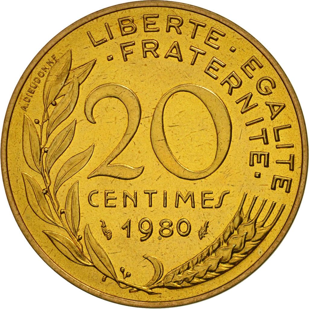 Monnaie, France, Marianne, 20 Centimes, 1980, Paris, FDC, Aluminum-Bronze