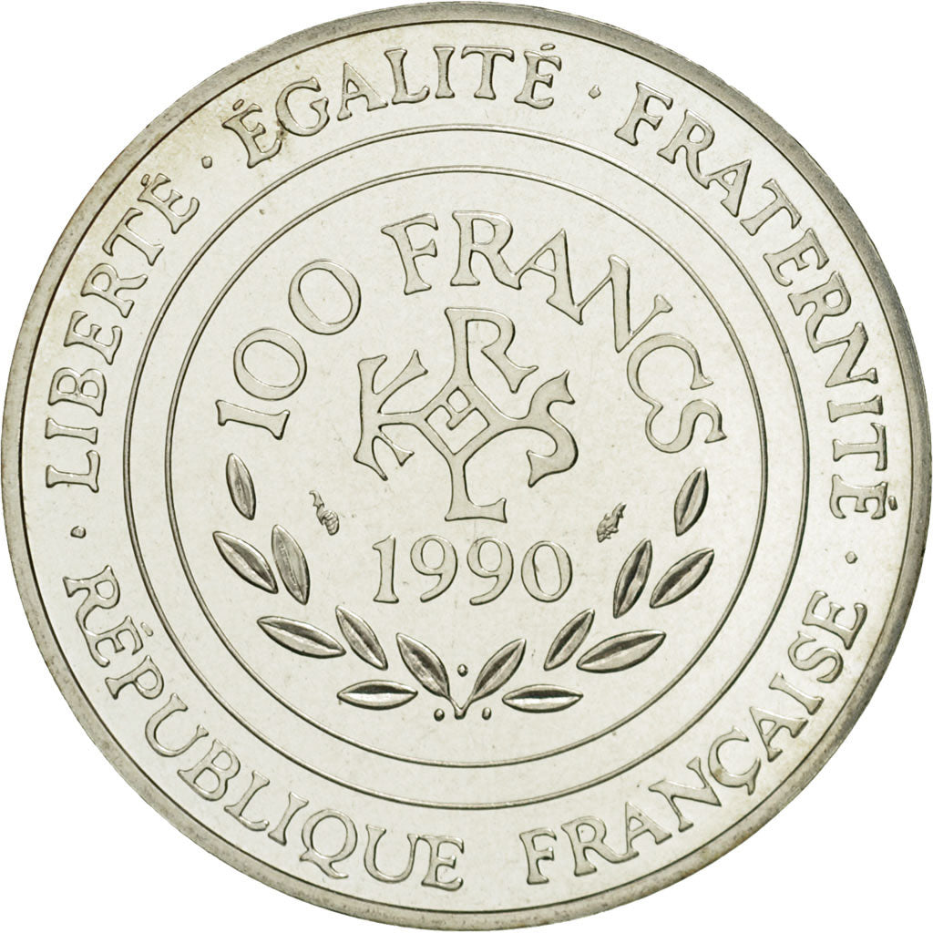 Moneta, Francia, Charlemagne, 100 Francs, 1990, Paris, FDC, Argento, KM:982