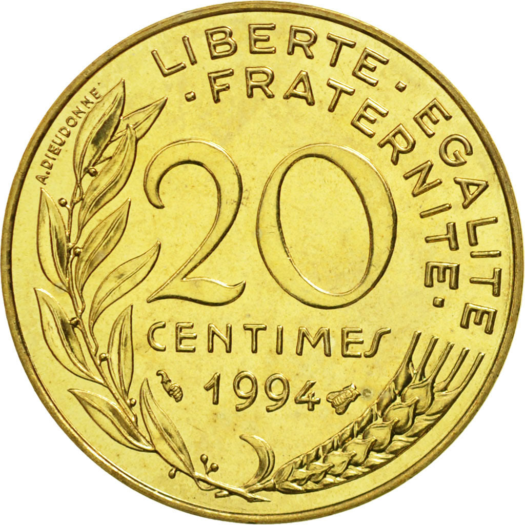 Monnaie, France, Marianne, 20 Centimes, 1994, Paris, FDC, Aluminum-Bronze