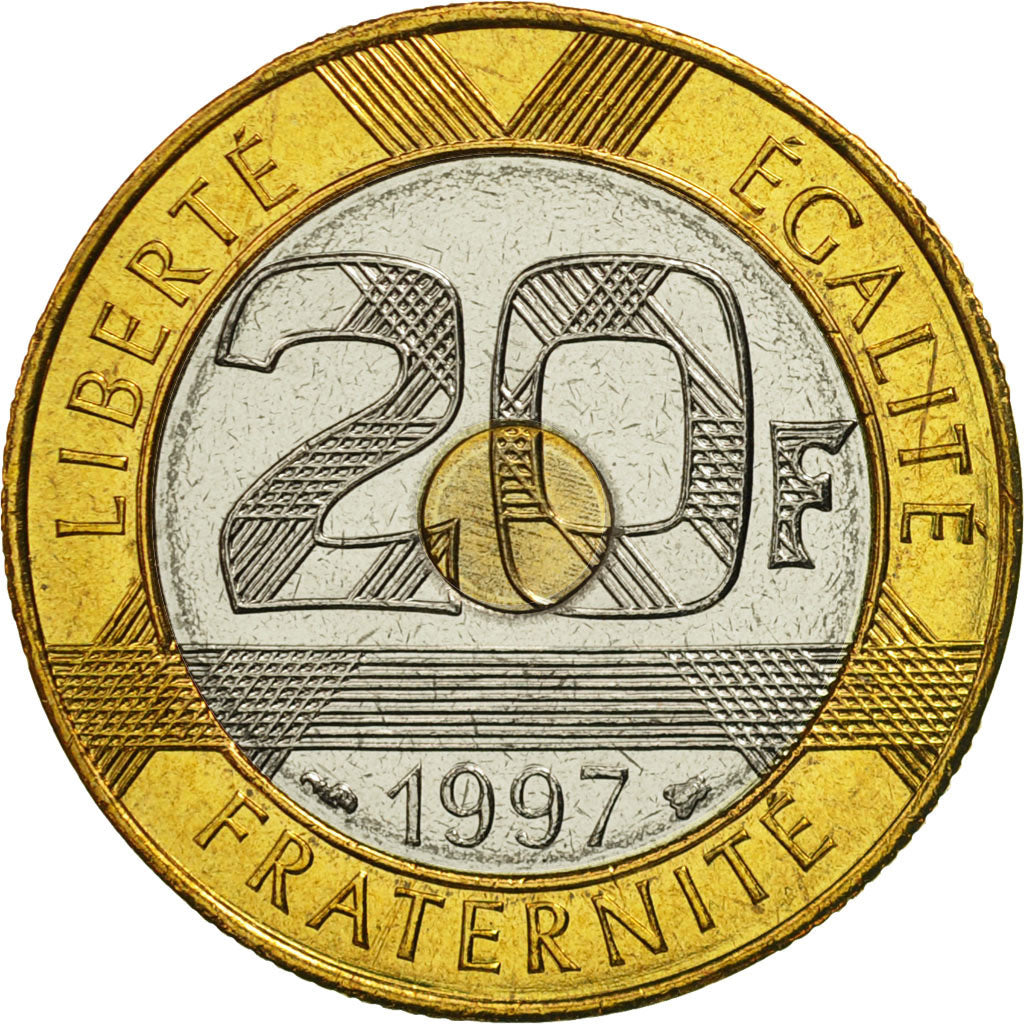 France, 20 Francs, Mont Saint-Michel, 1997, Pessac, Tri-Metallic, MS(65-70)