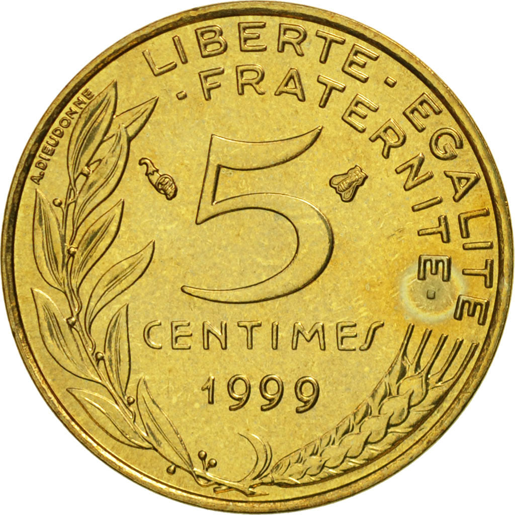 Coin, France, Marianne, 5 Centimes, 1999, Paris, MS(65-70), Aluminum-Bronze