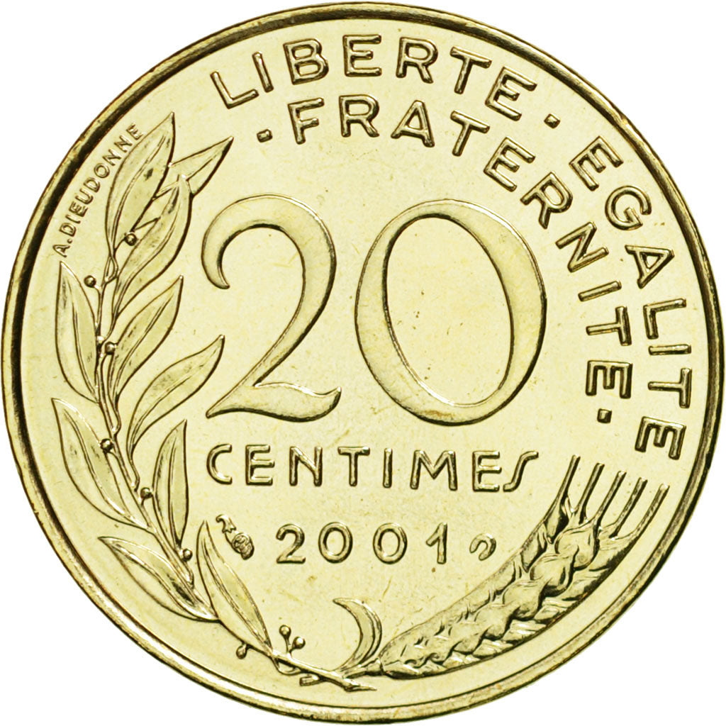 Monnaie, France, Marianne, 20 Centimes, 2001, Paris, FDC, Aluminum-Bronze
