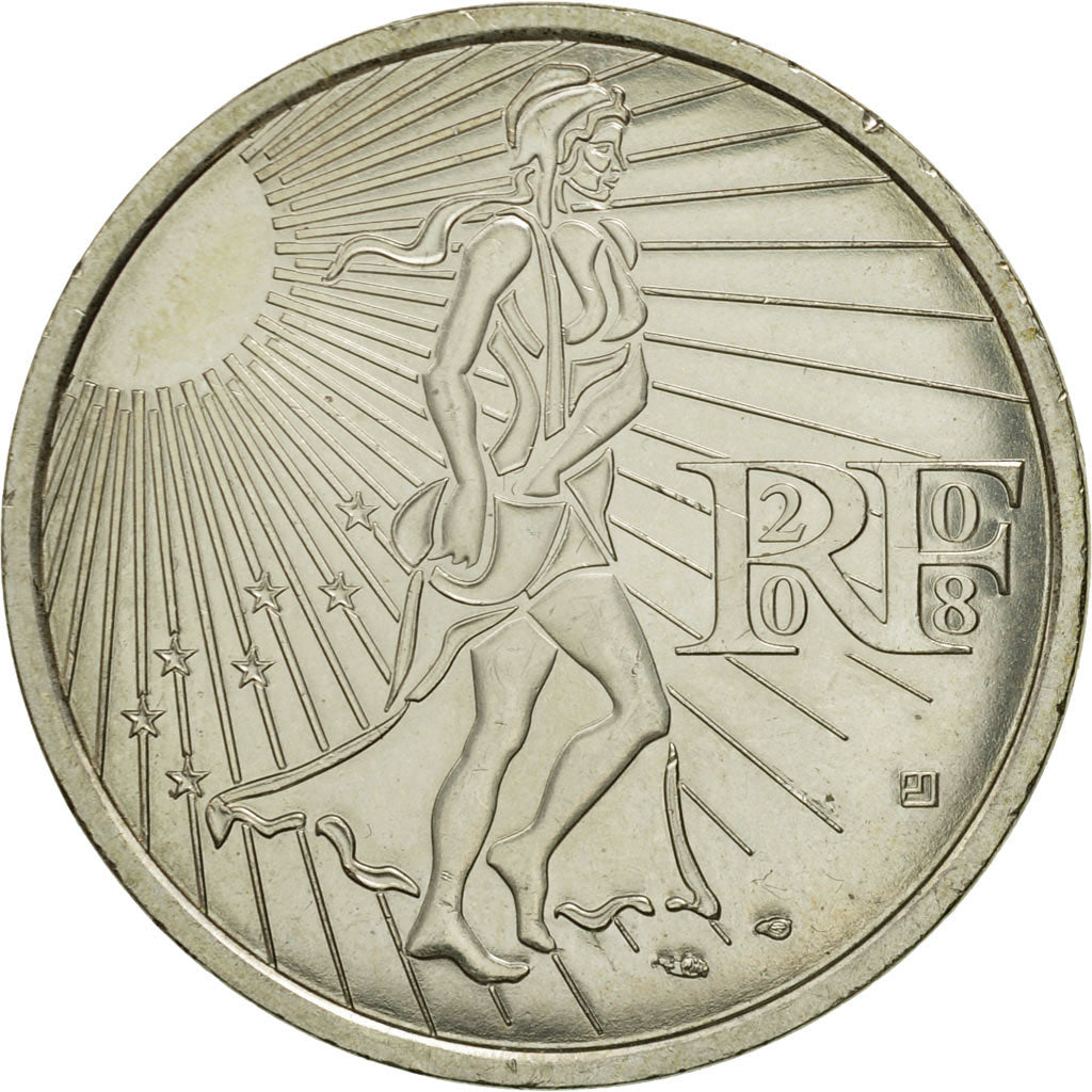 Moneta, Francia, 15 Euro, La Semeuse en marche, 2008, SPL, Argento