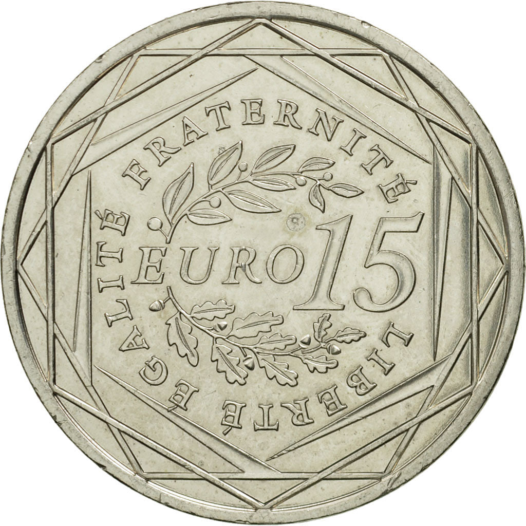Moneta, Francia, 15 Euro, La Semeuse en marche, 2008, SPL, Argento