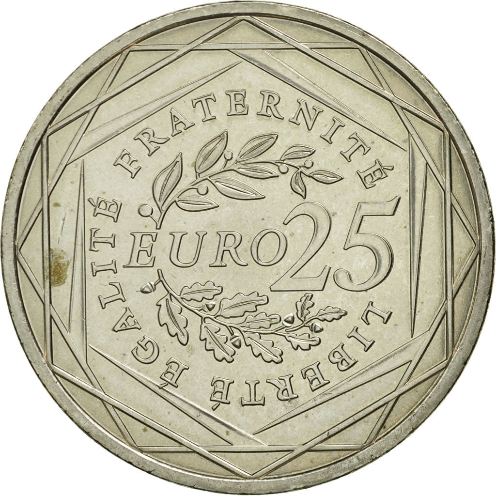 Moneta, Francia, 25 Euro, La Semeuse en marche, 2009, SPL, Argento
