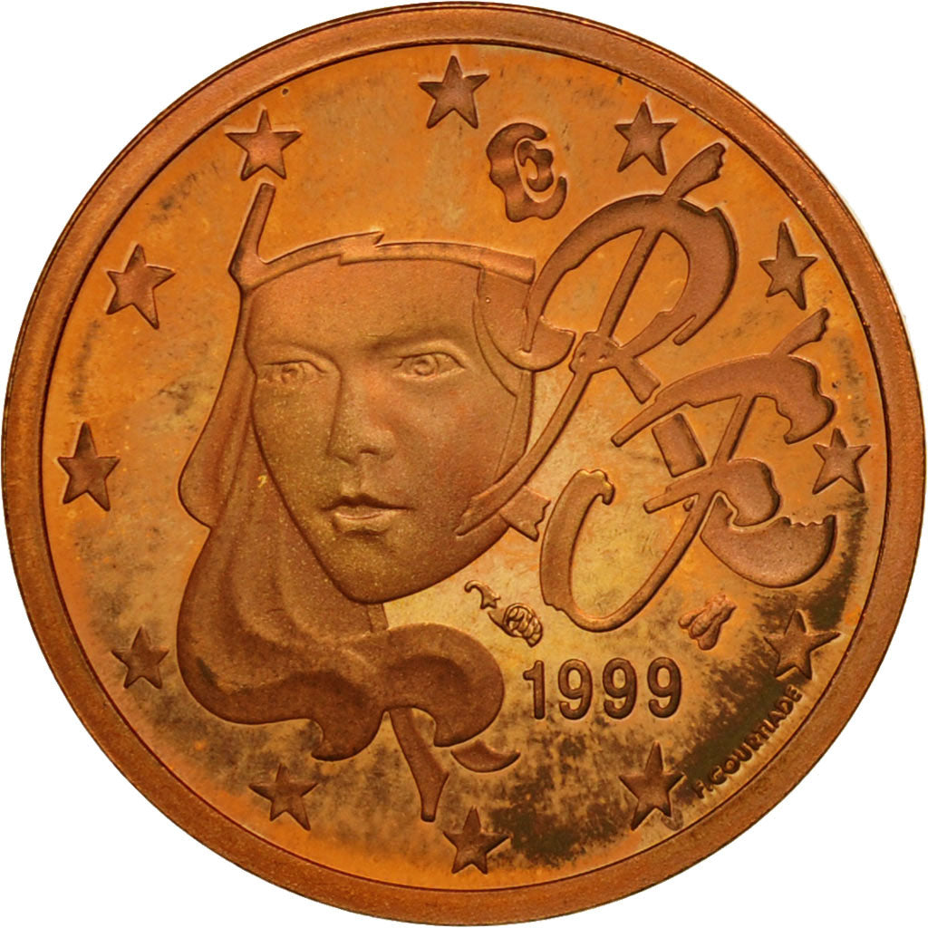 Coin, France, Euro Cent, 1999, MS(65-70), Copper Plated Steel, KM:1282