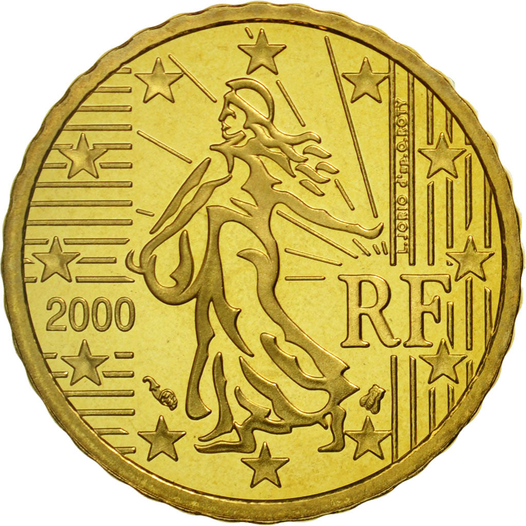 Coin, France, 10 Euro Cent, 2000, MS(65-70), Brass, KM:1285