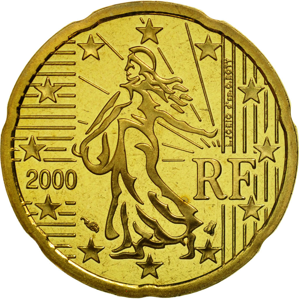 Coin, France, 20 Euro Cent, 2000, MS(65-70), Brass, KM:1286