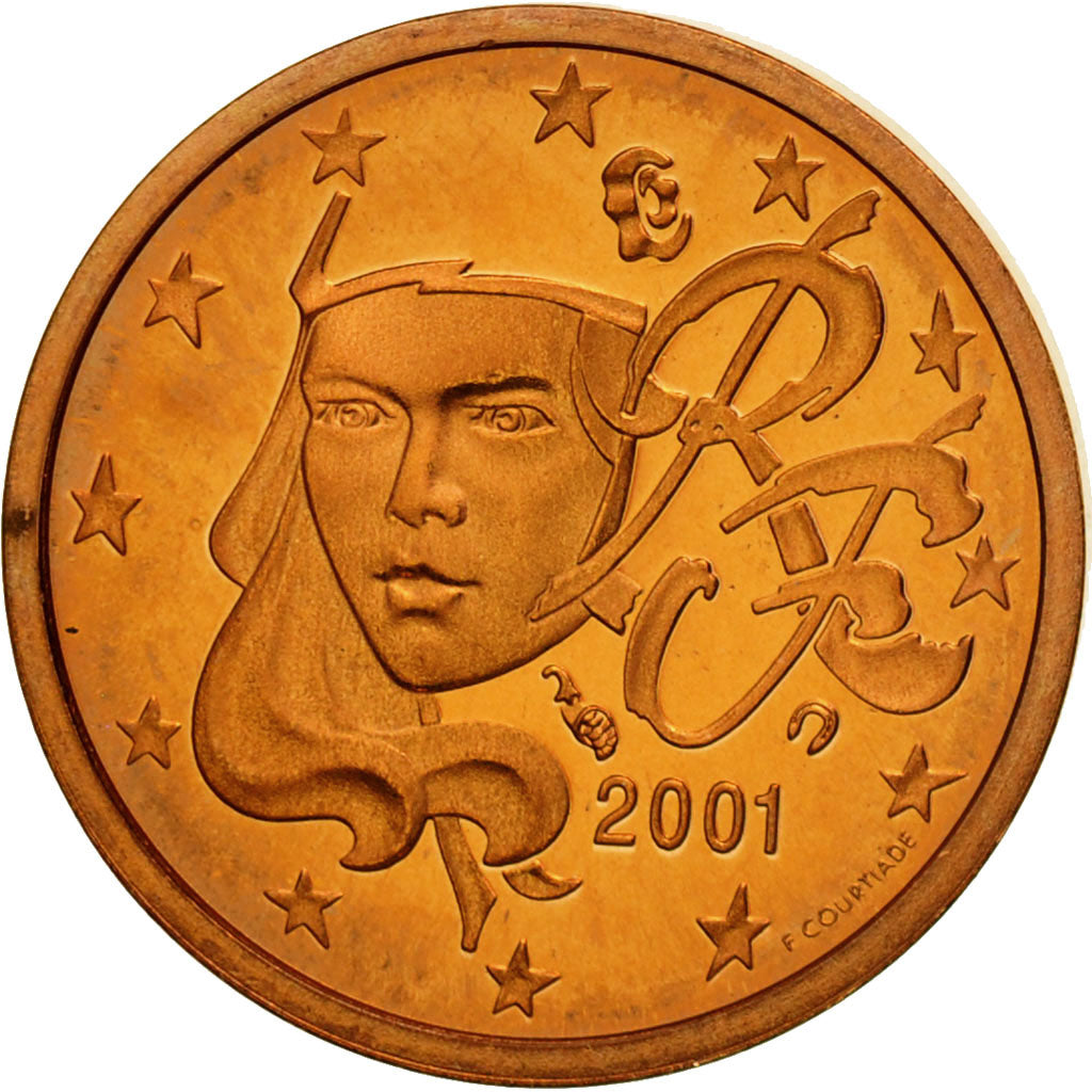 Munten, Frankrijk, Euro Cent, 2001, FDC, Copper Plated Steel, KM:1282