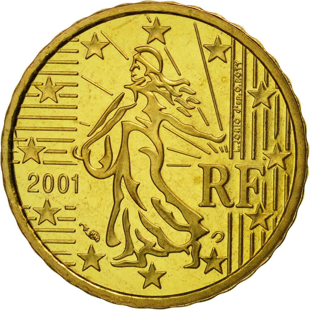 Coin, France, 10 Euro Cent, 2001, MS(65-70), Brass, KM:1285