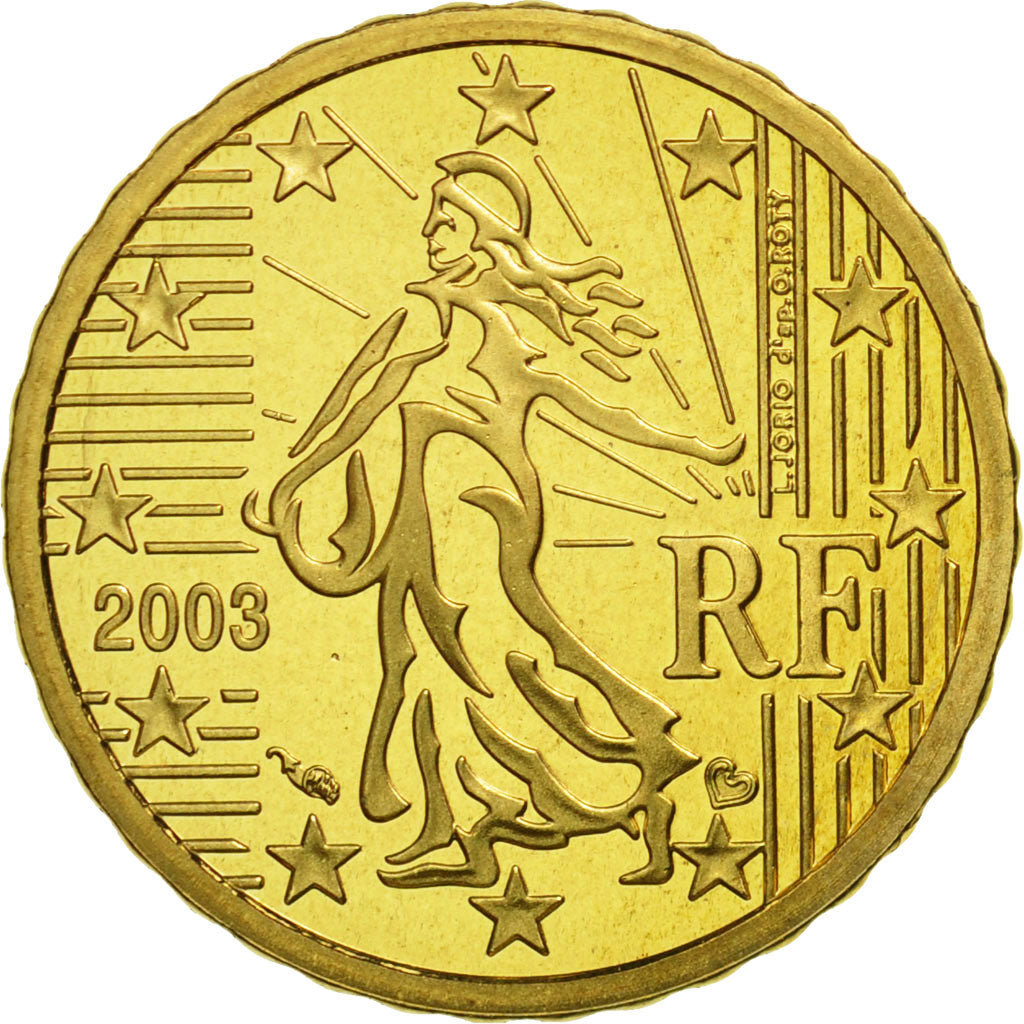 Coin, France, 10 Euro Cent, 2003, MS(65-70), Brass, KM:1285