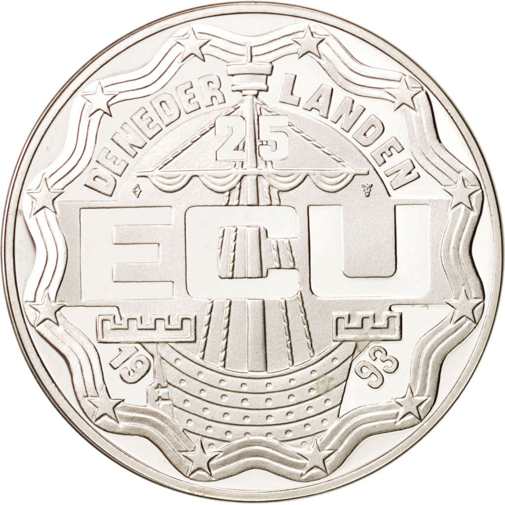 Coin, Netherlands, Beatrix, 25 Ecu, 1993, MS(65-70), Silver, KM:71.1
