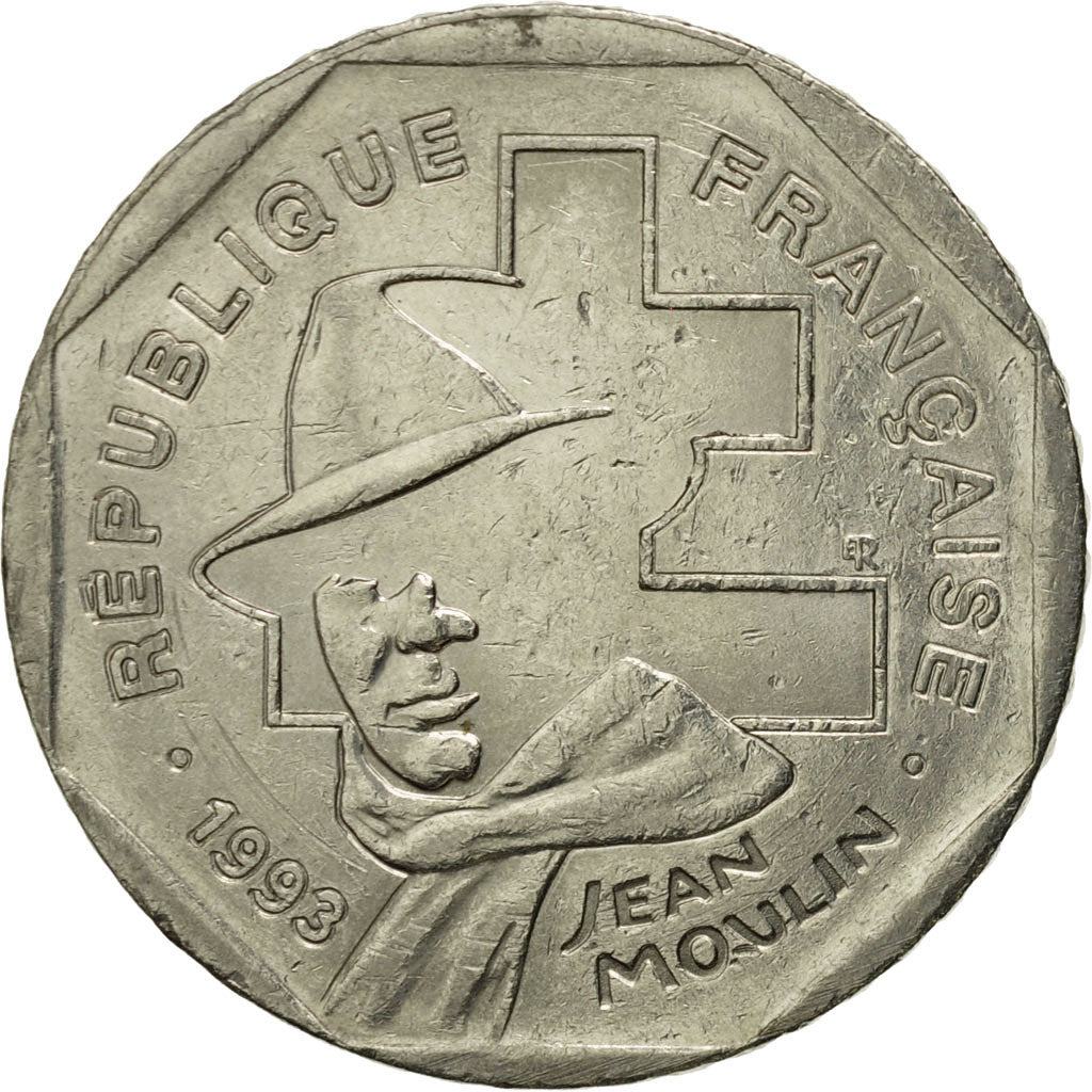 Monnaie, France, Jean Moulin, 2 Francs, 1993, Paris, SUP, Nickel, KM:1062