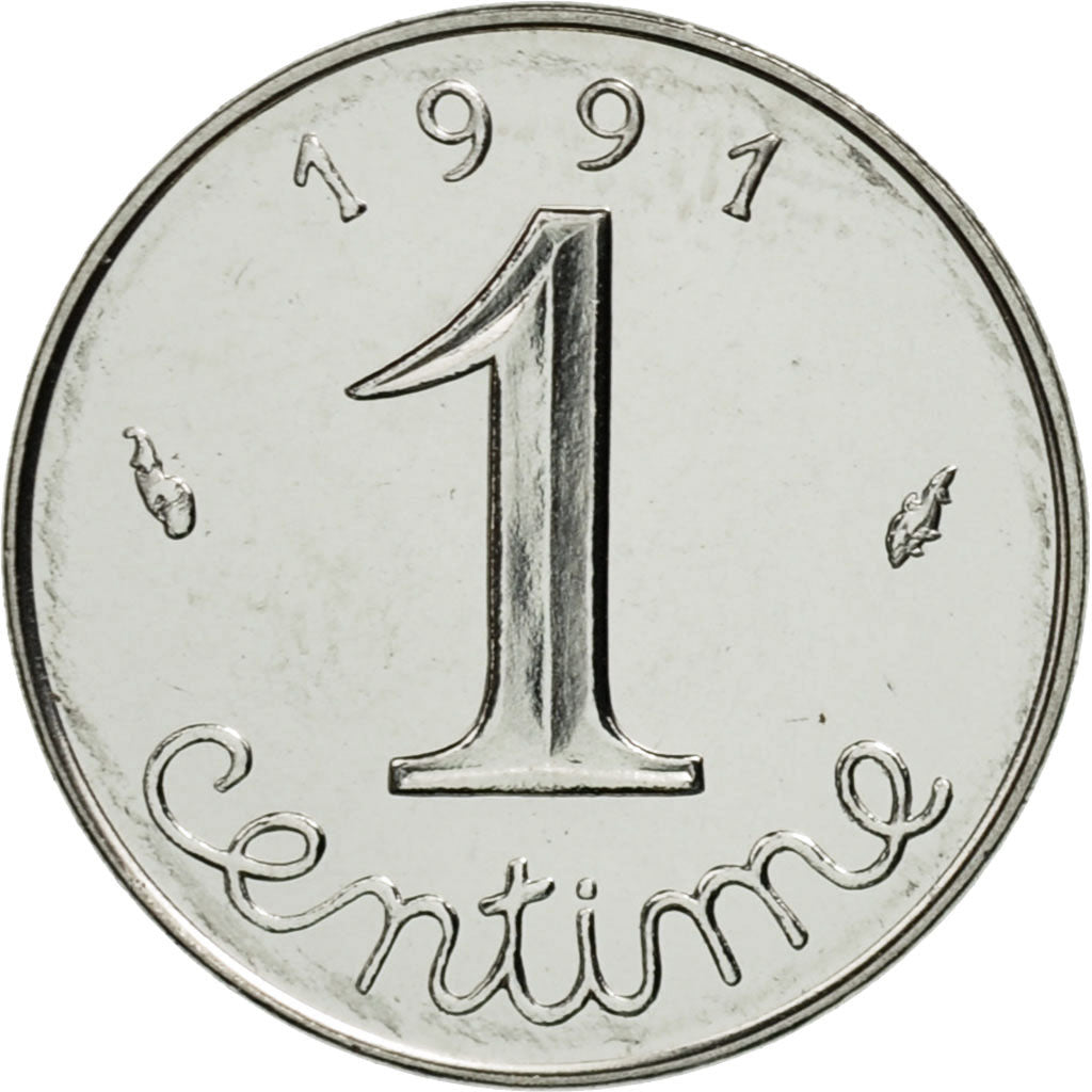 France, Centime, Épi, 1991, Paris, Série BU, Acier inoxydable, SPL+