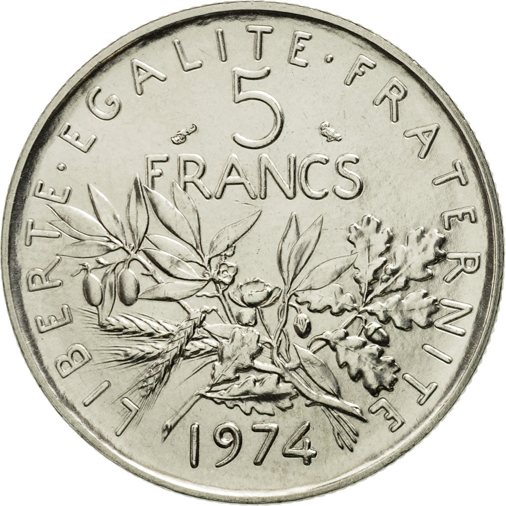 Monnaie, France, Semeuse, 5 Francs, 1974, Paris, FDC, Nickel Clad Copper-Nickel
