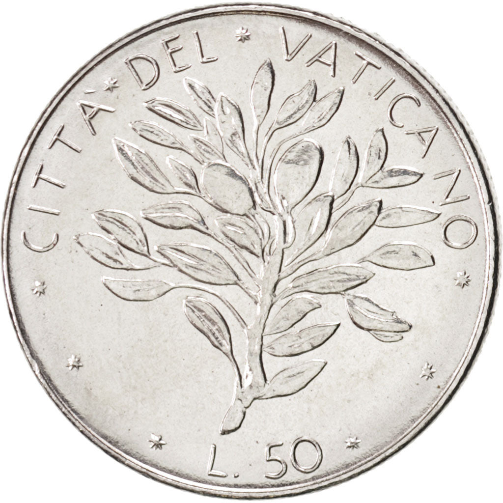 Coin, VATICAN CITY, Paul VI, 50 Lire, 1975, MS(63), Stainless Steel, KM:121