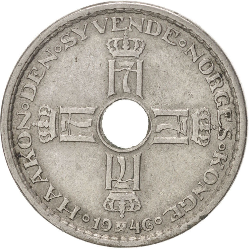 Coin, Norway, Haakon VII, Krone, 1946, EF(40-45), Copper-nickel, KM:385