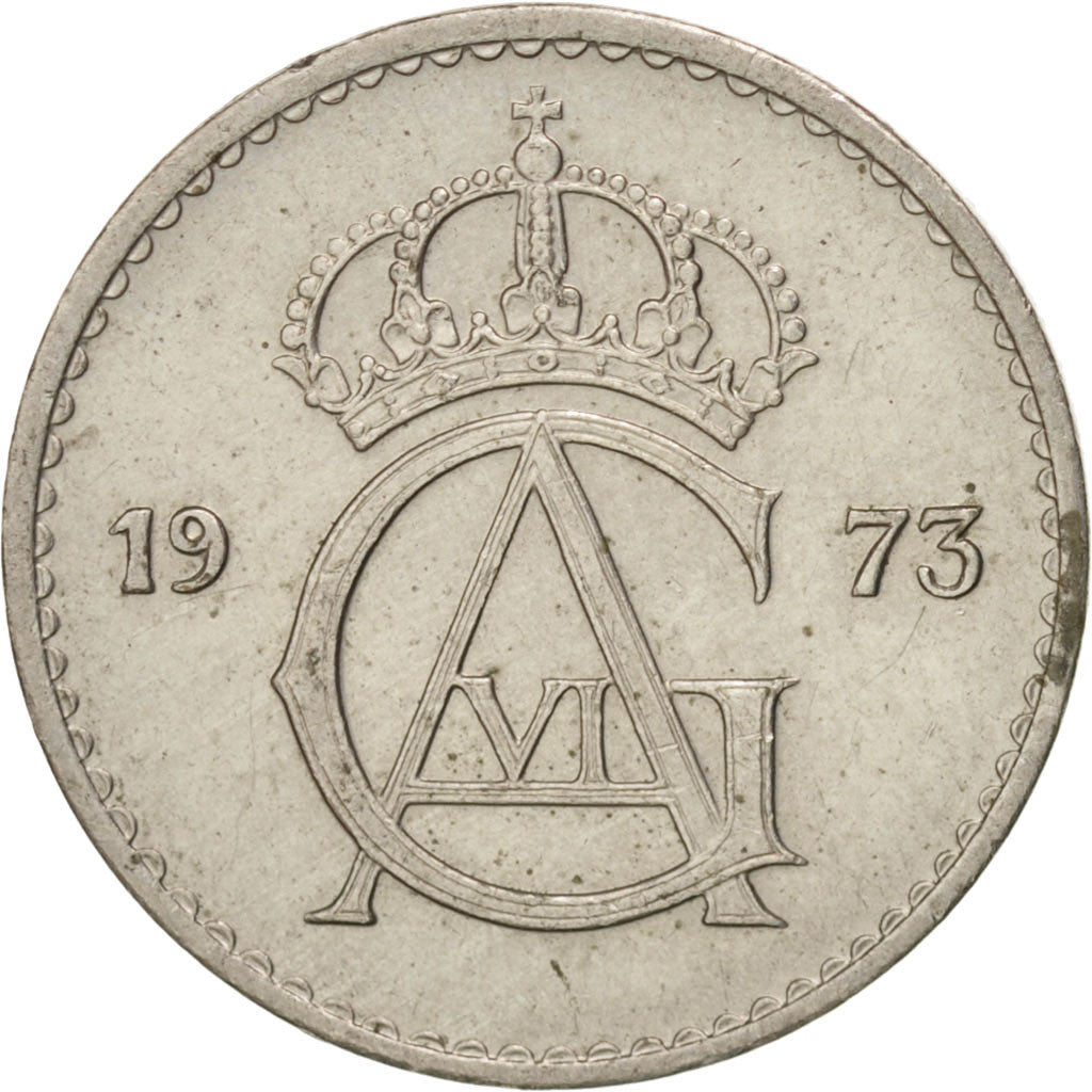 Coin, Sweden, Gustaf VI, 25 Öre, 1973, AU(55-58), Copper-nickel, KM:836