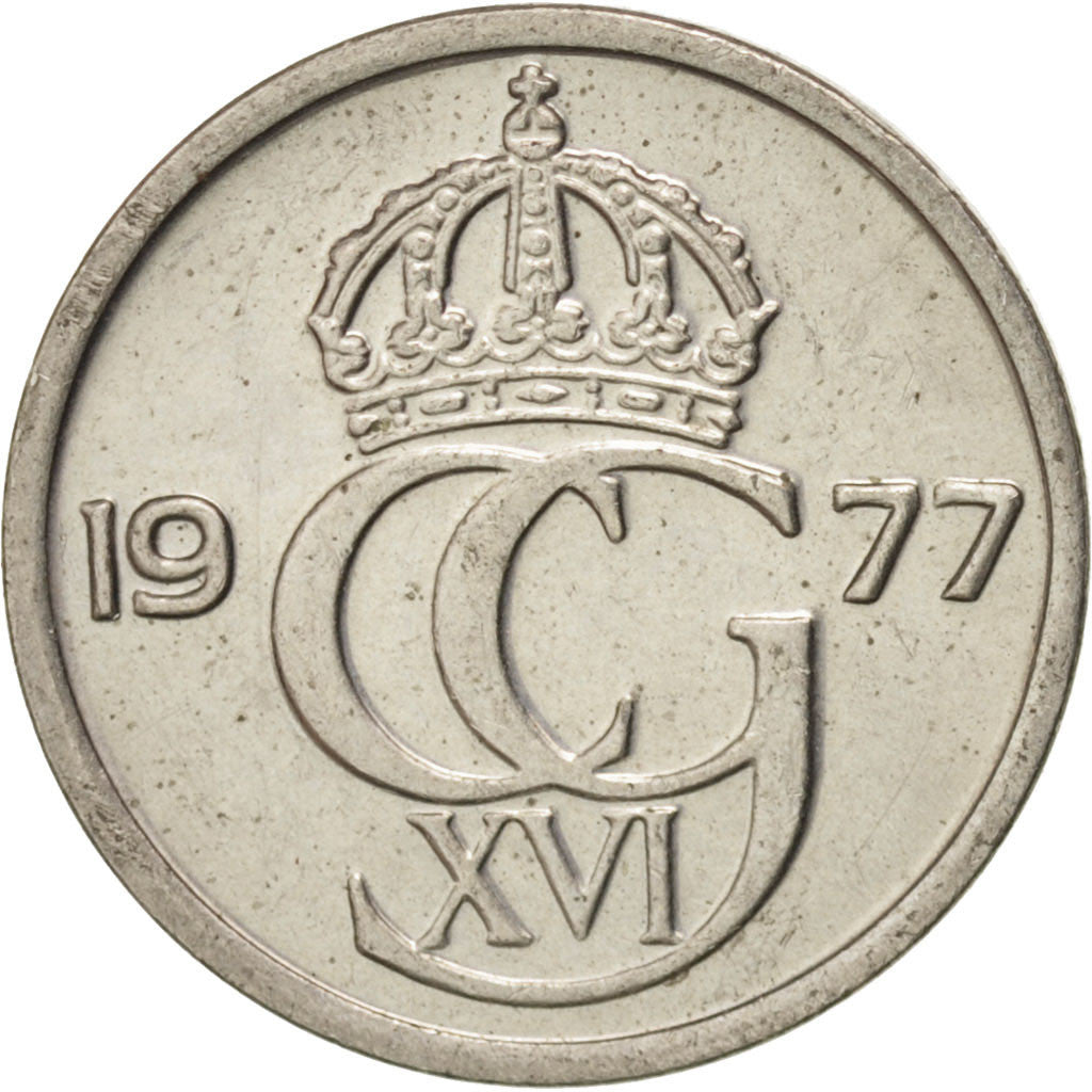 Coin, Sweden, Carl XVI Gustaf, 10 Öre, 1977, AU(55-58), Copper-nickel, KM:850