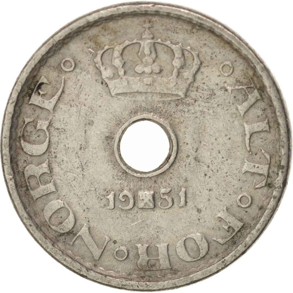 Monnaie, Norvège, Haakon VII, 10 Öre, 1951, TTB, Copper-nickel, KM:383