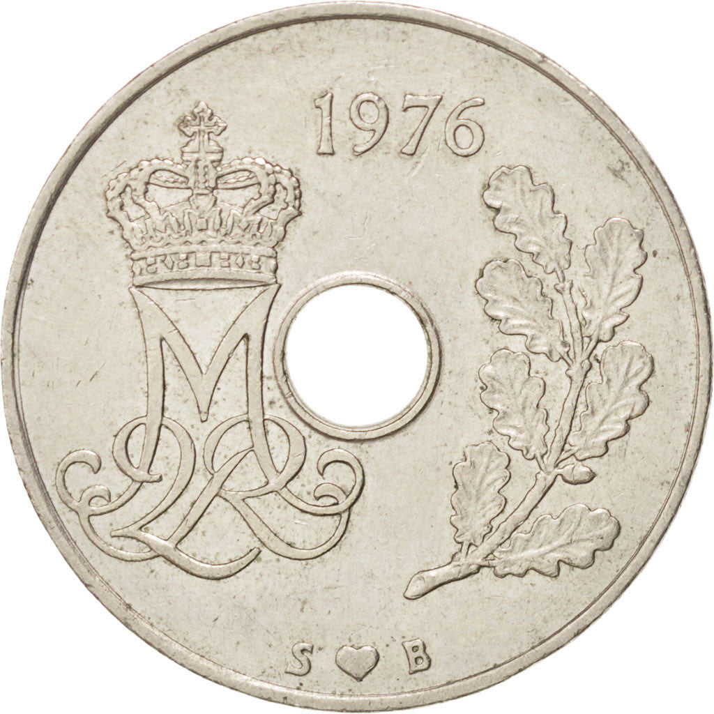 Monnaie, Danemark, Margrethe II, 25 Öre, 1976, Copenhagen, TTB+, Copper-nickel