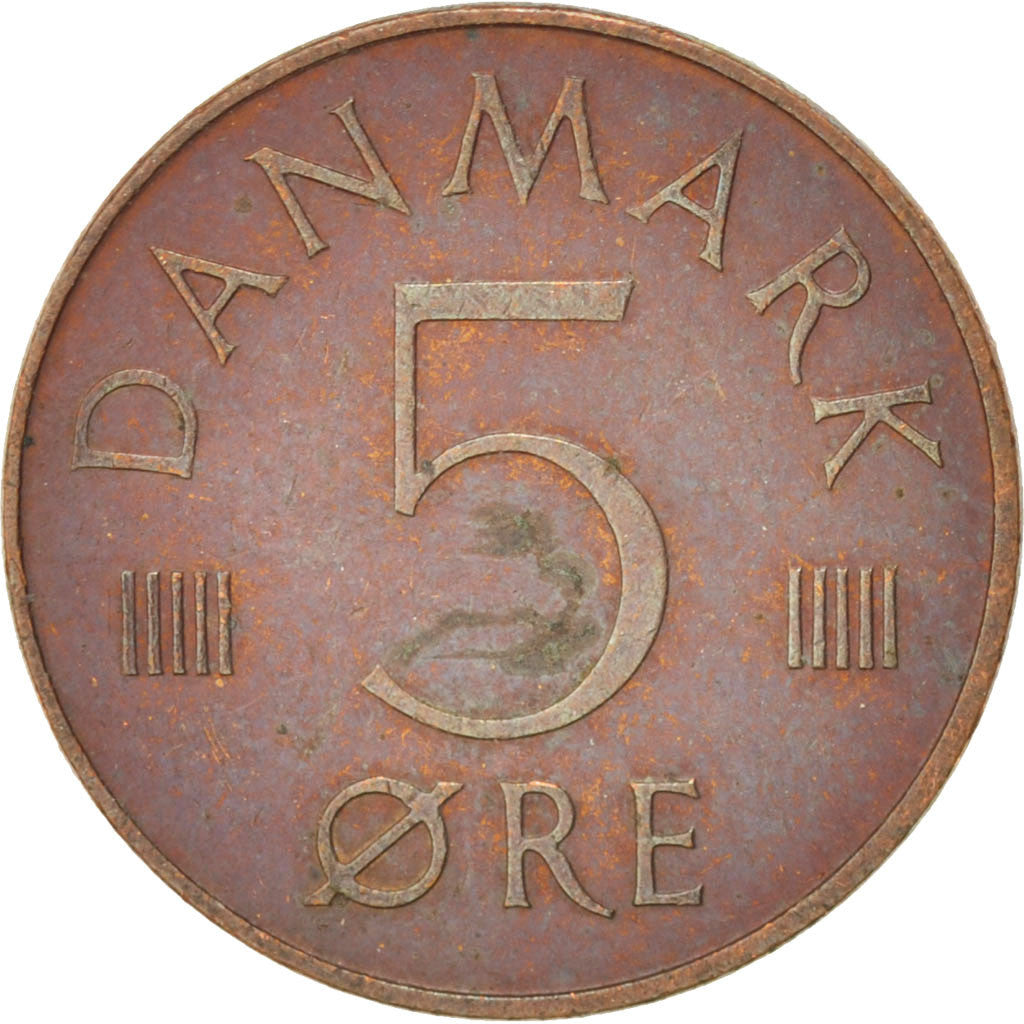Coin, Denmark, Margrethe II, 5 Öre, 1973, Copenhagen, AU(55-58), Copper Clad