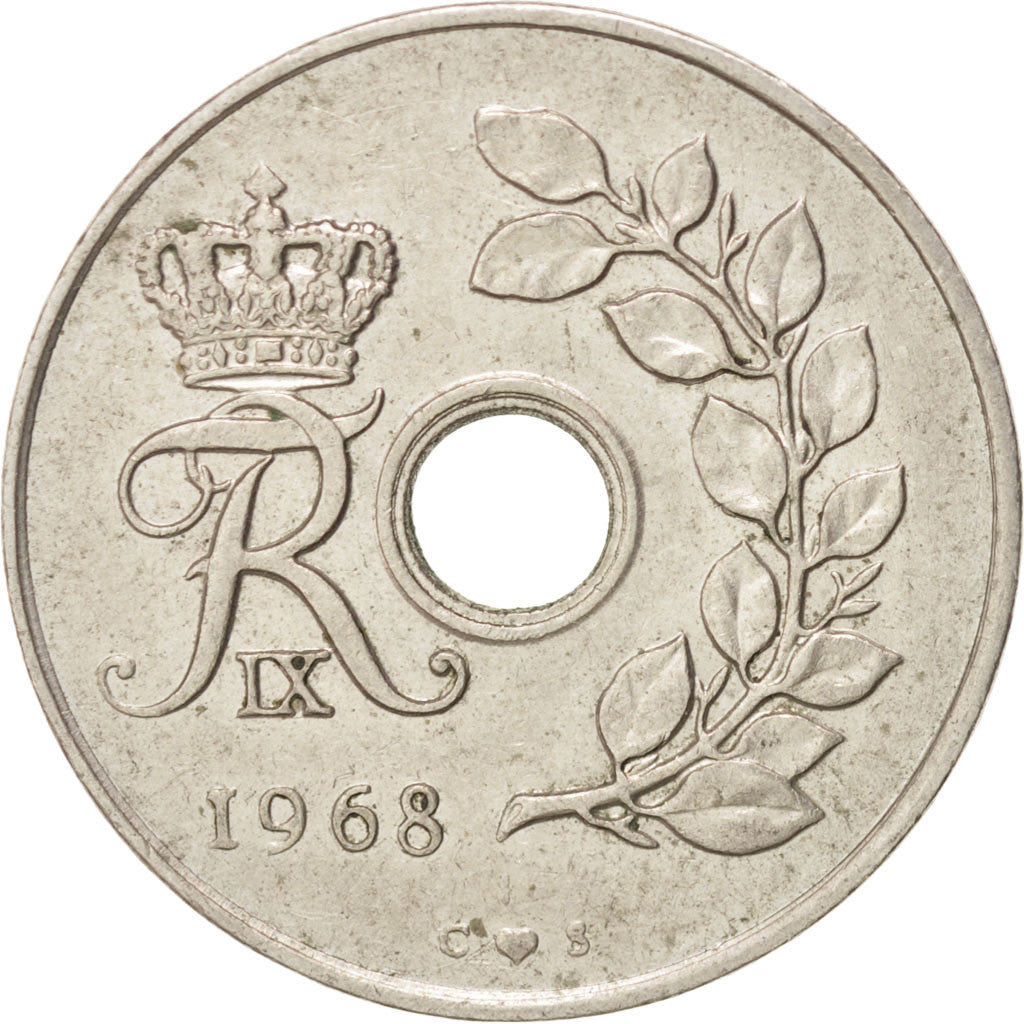 Münze, Dänemark, Frederik IX, 25 Öre, 1968, Copenhagen, SS, Copper-nickel