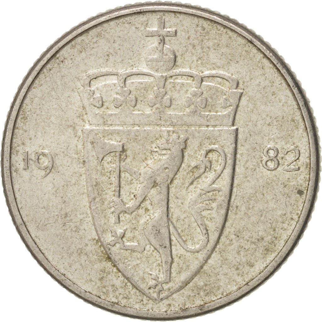 Coin, Norway, Olav V, 50 Öre, 1982, EF(40-45), Copper-nickel, KM:418