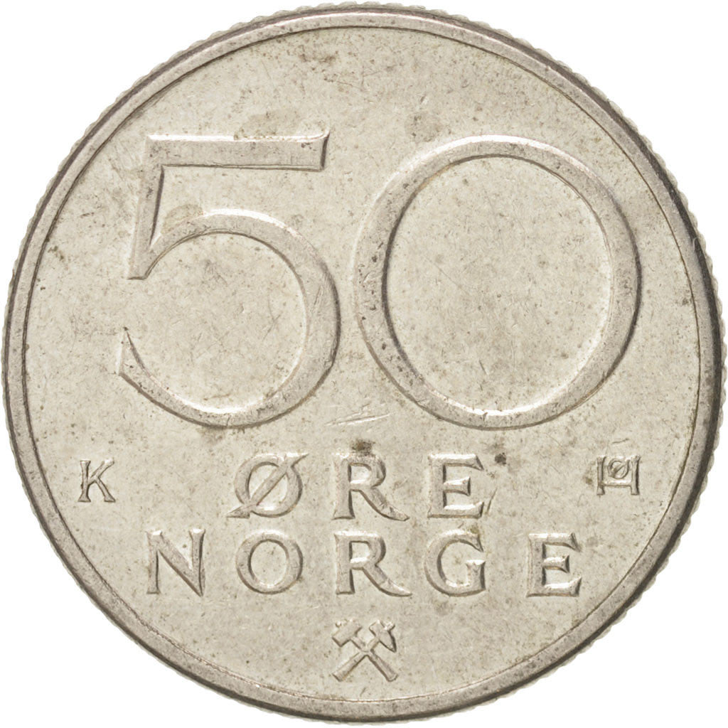 Coin, Norway, Olav V, 50 Öre, 1982, EF(40-45), Copper-nickel, KM:418