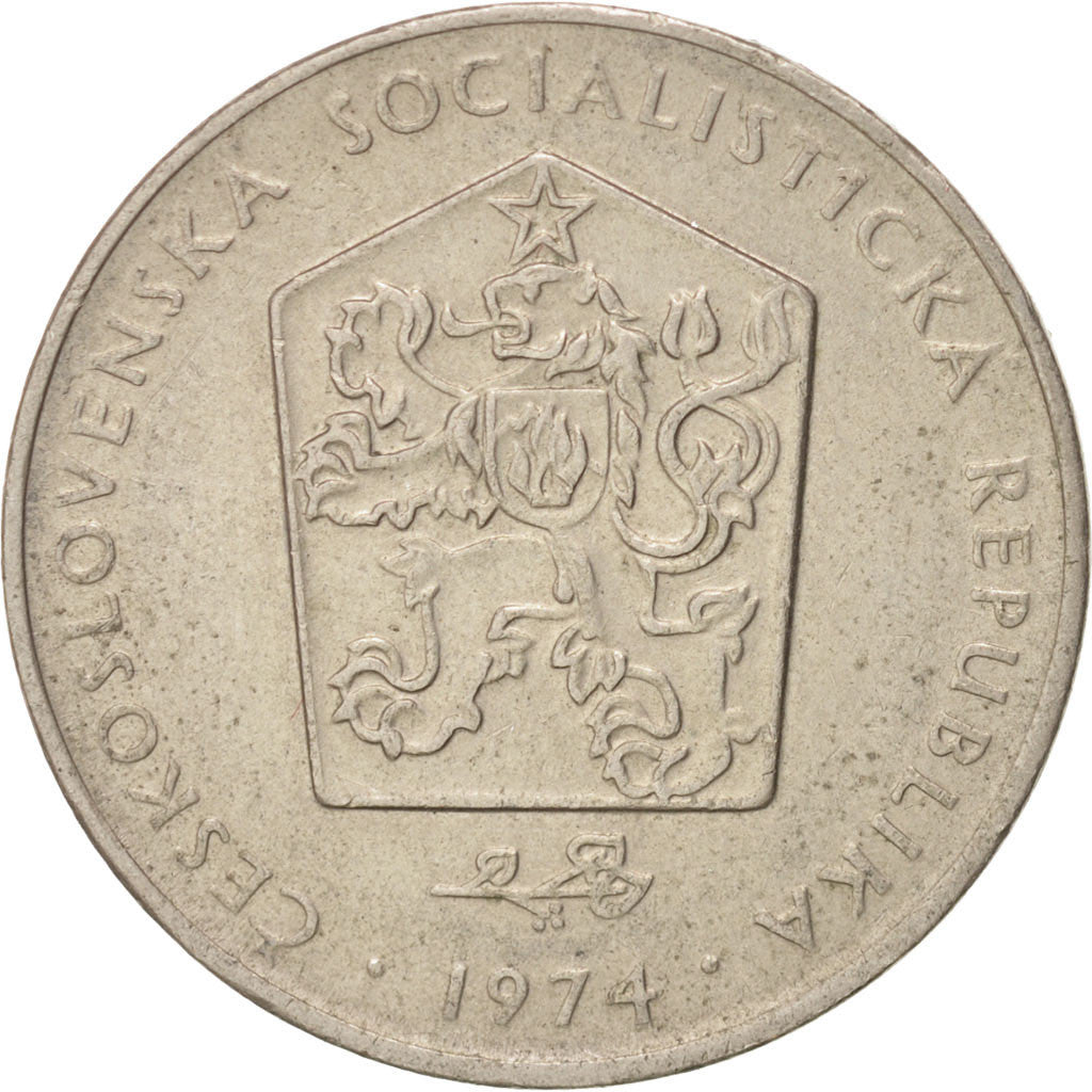 Coin, Czechoslovakia, 2 Koruny, 1974, EF(40-45), Copper-nickel, KM:75