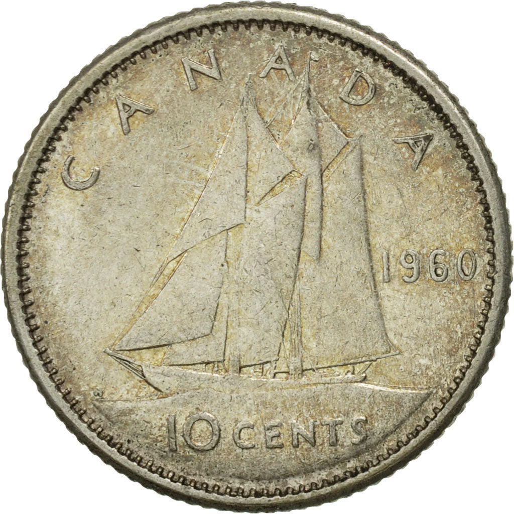 Coin, Canada, Elizabeth II, 10 Cents, 1960, Royal Canadian Mint, Ottawa