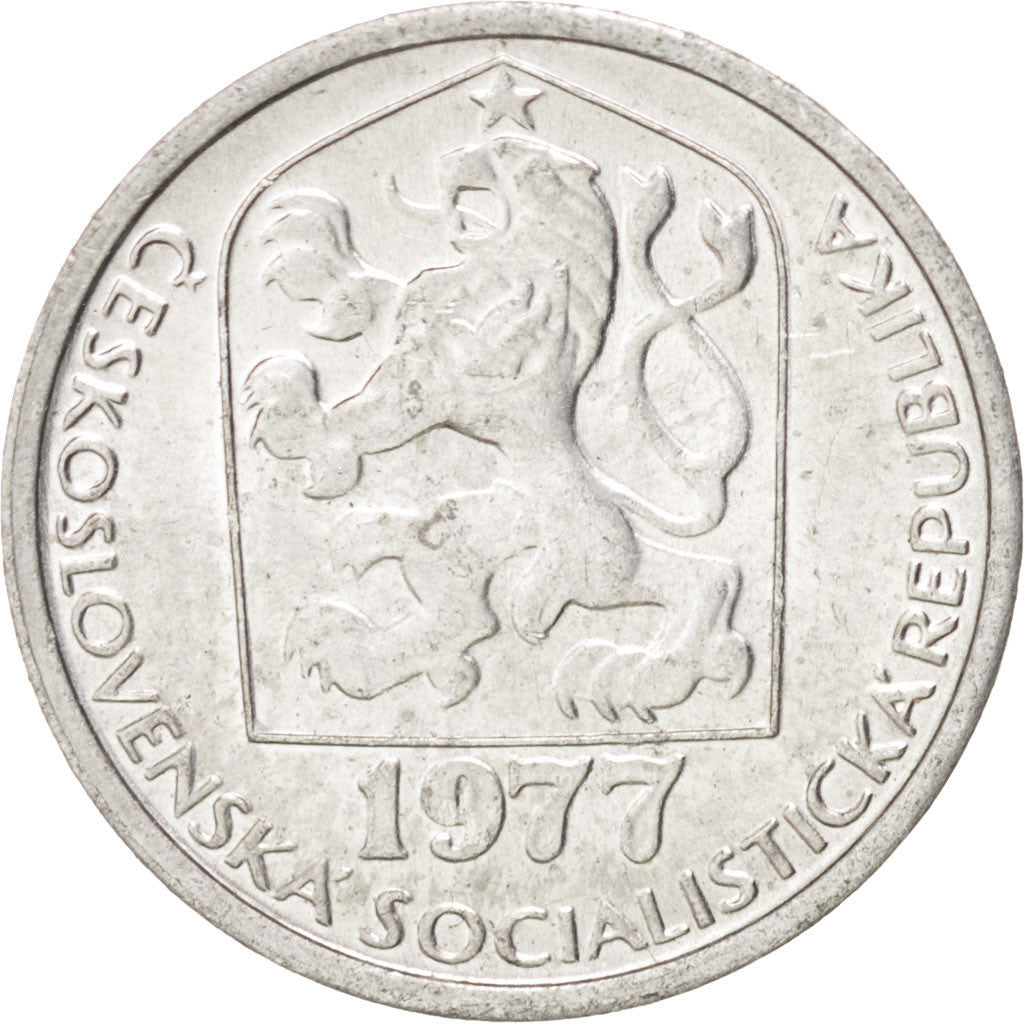 Coin, Czechoslovakia, 10 Haleru, 1977, MS(63), Aluminum, KM:80
