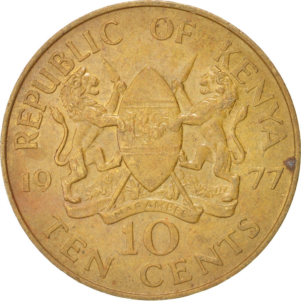 Coin, Kenya, 10 Cents, 1977, AU(55-58), Nickel-brass, KM:11